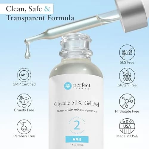 Perfect Image Glycolic Acid 50% Gel Peel with Retinol & Green Tea, 30ml | Professional Skin Exfoliant for Dry Skin thumbnail 2
