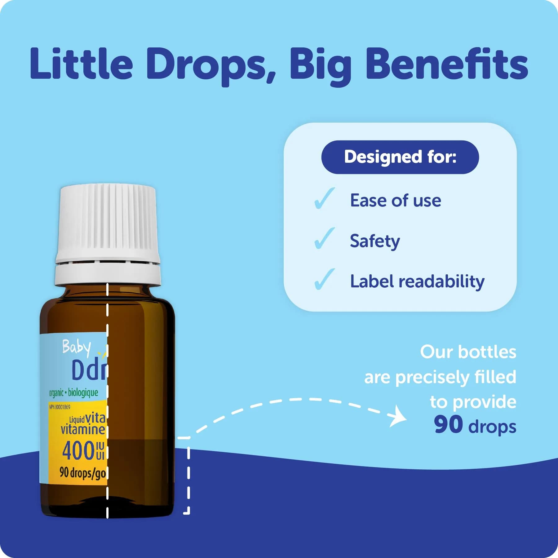 Baby Ddrops Liquid Vitamin D 400IU (2.5ml / 90 Drops) | Supports Healthy Growth & Development - view 2