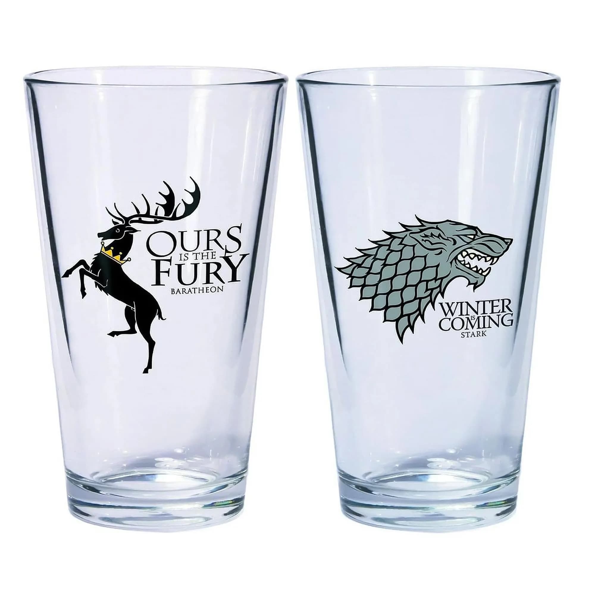 Dark Horse Game of Thrones Pint Glass Set: Stark & Baratheon 16oz | Officially Licensed Fantasy Drinkware