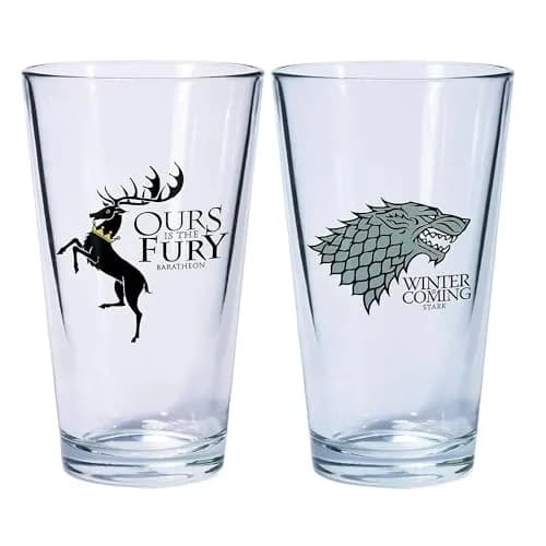 Dark Horse Game of Thrones Pint Glass Set: Stark & Baratheon 16oz | Officially Licensed Fantasy Drinkware thumbnail 1