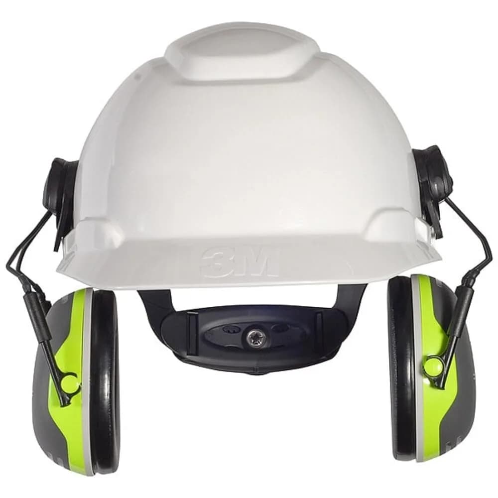 3M PELTOR Hearing Protection Ear Muffs X4P3E | Cap Style Hard Hat Attached, NRR 25 dB, Black/Green