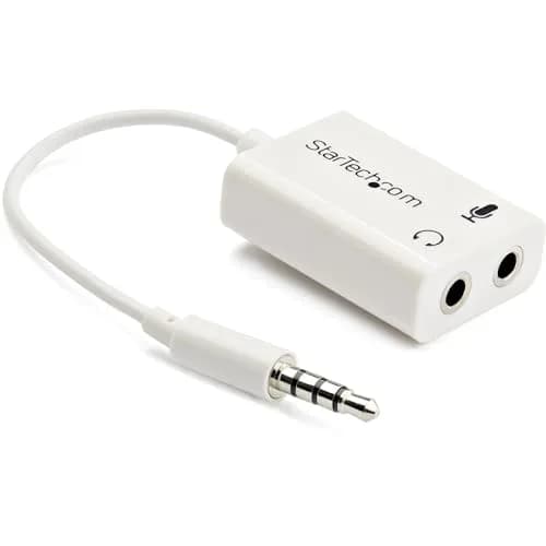 StarTech.com 4-Position 3.5mm Headphone and Microphone Splitter Cable (MUYHSMFFADW), White | Converts Single Audio Port to Dual Mic/Headphone Jacks thumbnail 1