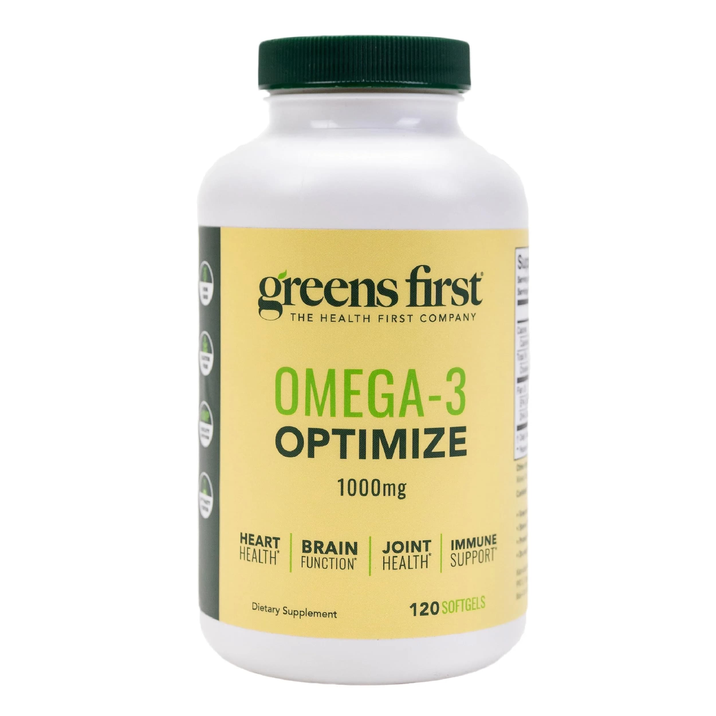 Greens First Omega-3 Optimize Daily Supplement 850mg | Ultra-Pure Marine Oil for Heart, Brain & Joints (120 Softgels) — Liquid