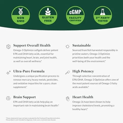 Greens First Omega-3 Optimize Daily Supplement 850mg | Ultra-Pure Marine Oil for Heart, Brain & Joints (120 Softgels) thumbnail 7