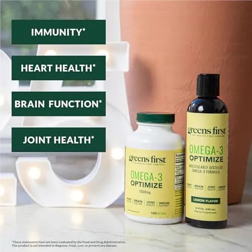 Greens First Omega-3 Optimize Daily Supplement 850mg | Ultra-Pure Marine Oil for Heart, Brain & Joints (120 Softgels) thumbnail 2