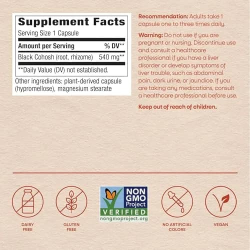 Nature's Way Black Cohosh Root Capsules, Vegan, 180 Count | Traditional Women's Herbal Supplement thumbnail 6