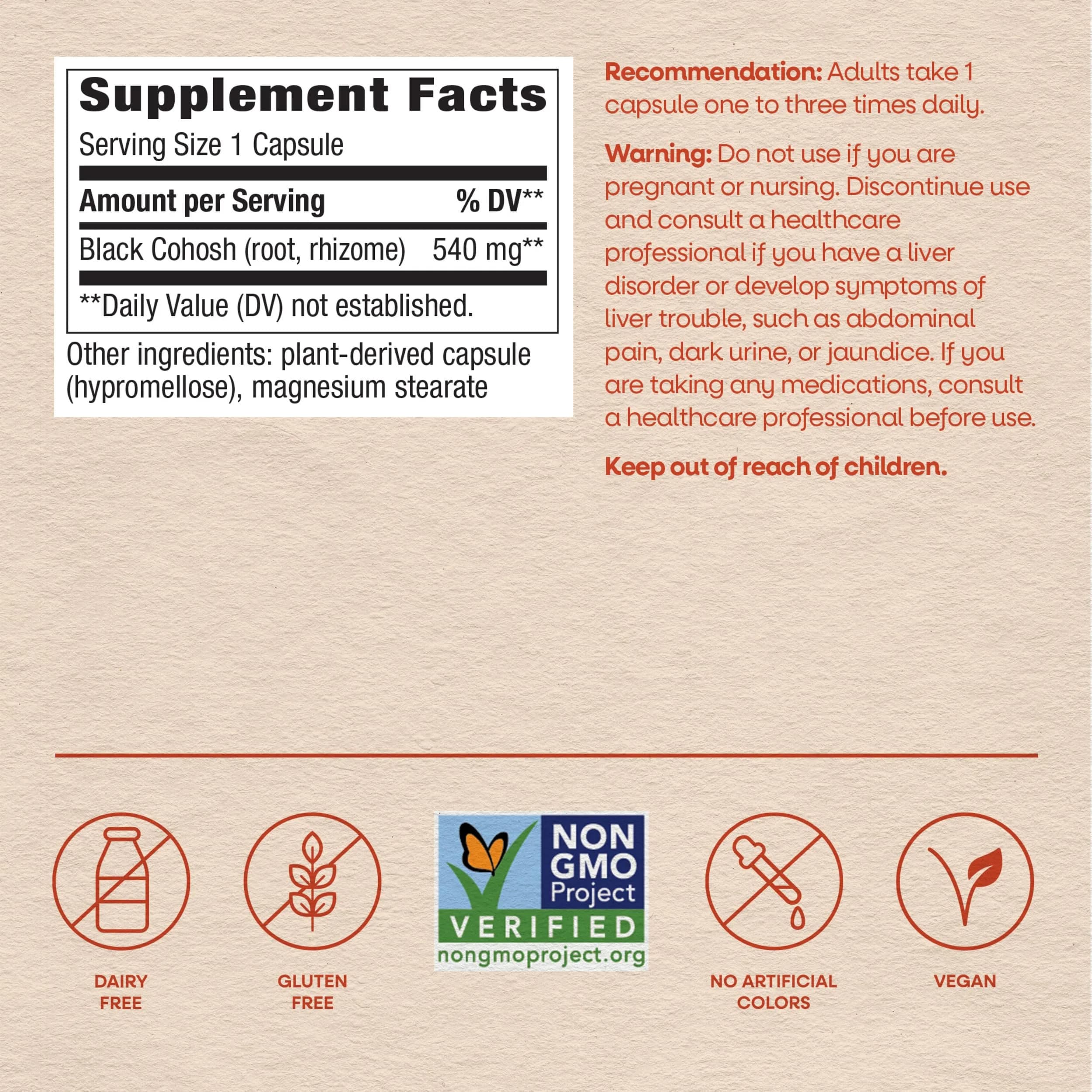 Nature's Way Black Cohosh Root Capsules, Vegan, 180 Count | Traditional Women's Herbal Supplement - view 6