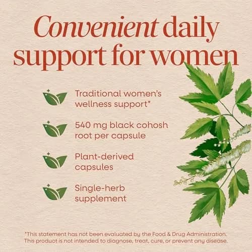 Nature's Way Black Cohosh Root Capsules, Vegan, 180 Count | Traditional Women's Herbal Supplement thumbnail 3