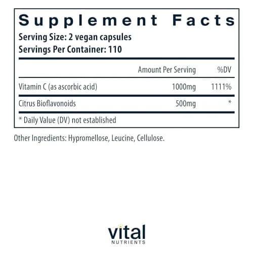 Vital Nutrients Vitamin C with Bioflavonoids 220 Capsules | Supports Immunity & Antioxidants thumbnail 2