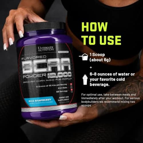 Ultimate Nutrition BCAA Powder 12000 Blue Raspberry | Fast-Absorbing Post-Workout Amino Support thumbnail 5
