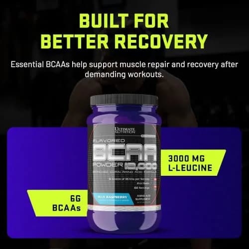 Ultimate Nutrition BCAA Powder 12000 Blue Raspberry | Fast-Absorbing Post-Workout Amino Support thumbnail 3