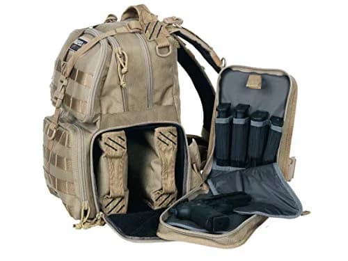 G.P.S. Tactical Range Backpack | Tan | 3 Handguns Capacity | Waterproof | Durable thumbnail 4