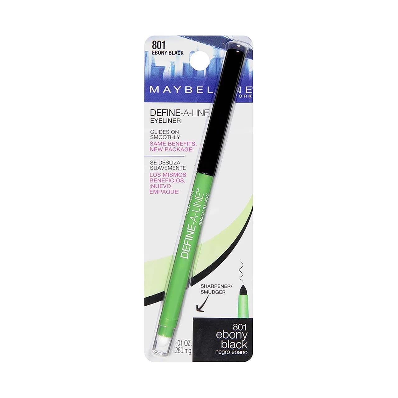 Maybelline Define-A-Line Eyeliner, Ebony Black | Precise, Smudge-Free, Effortless Application — Ebony Black