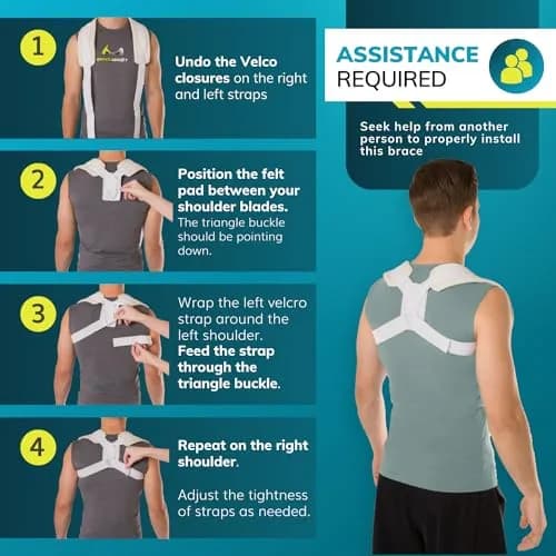 BraceAbility Clavicle Support Brace Small | Figure 8 Upper Back Brace Posture Corrector for Women and Men thumbnail 6