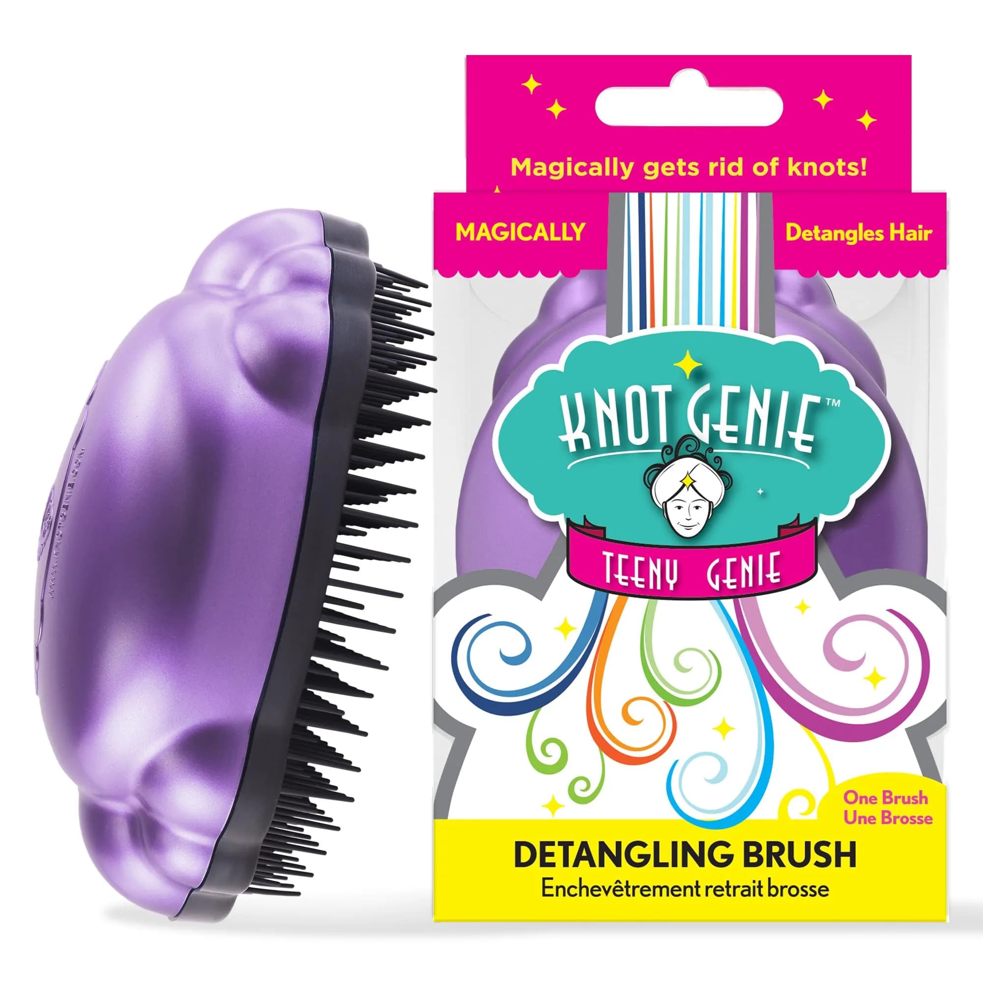Knot Genie Teeny Detangling Hair Brush for Kids (Lilac Loveliness) | Pain-Free, Gentle, Compact — Lilac Loveliness