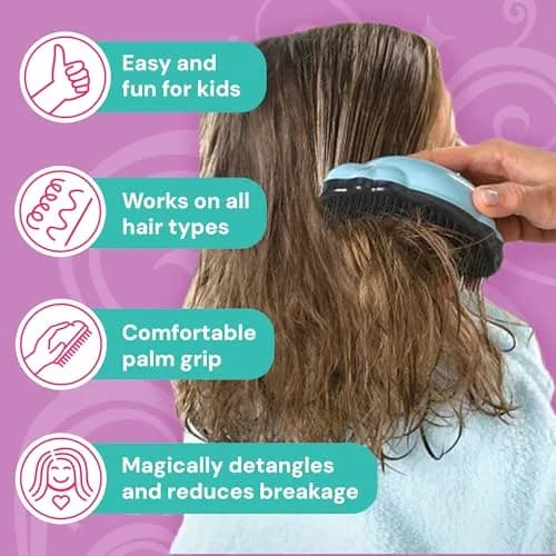Knot Genie Teeny Detangling Hair Brush for Kids (Lilac Loveliness) | Pain-Free, Gentle, Compact thumbnail 4