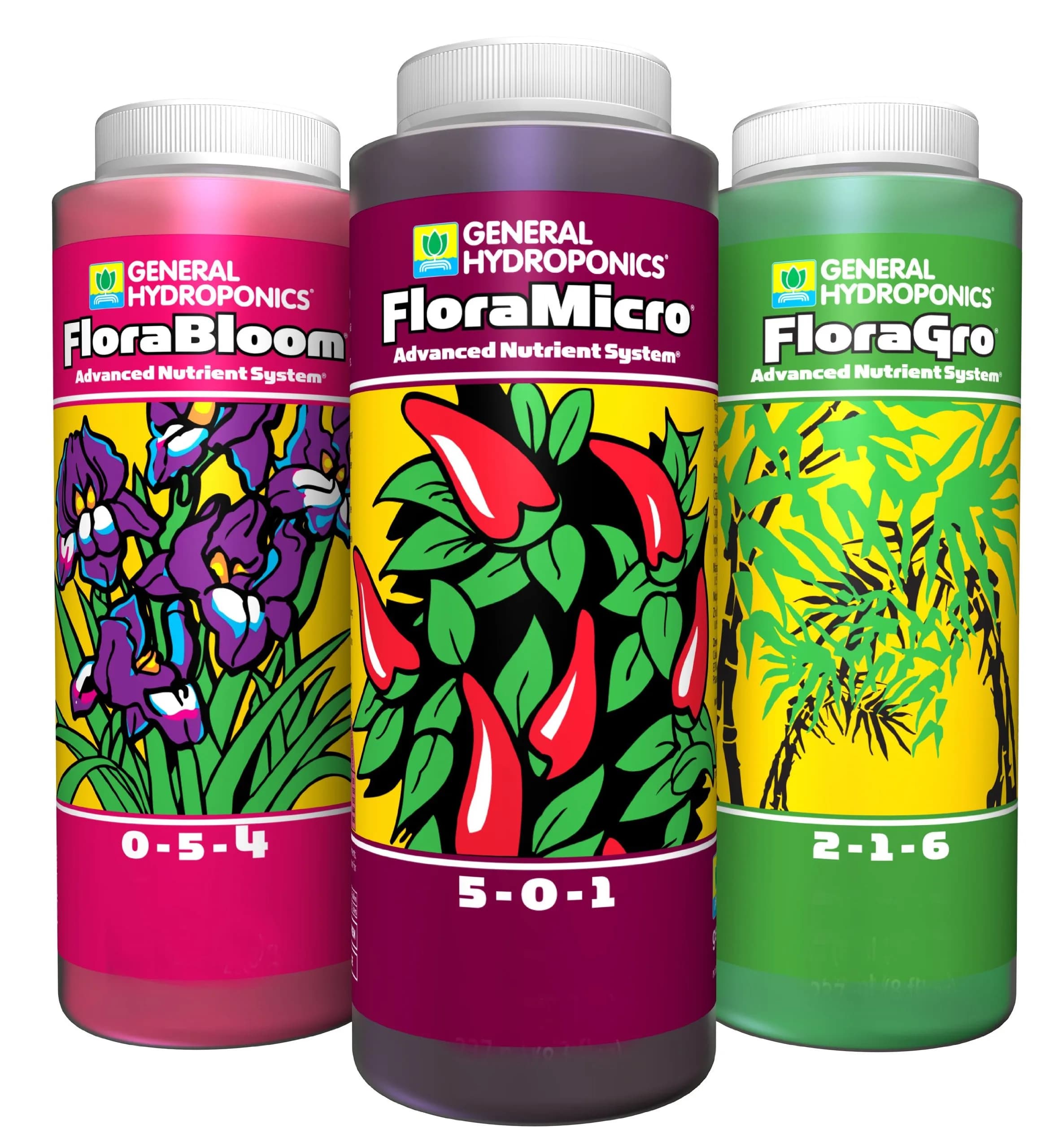 General Hydroponics Flora Series Trio 16oz (48 fl oz) | Hydroponic Nutrients for Plant Growth - main product image