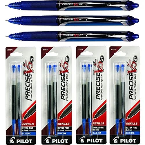 Pilot Precise V5 RT Rolling Ball Pens with Refills, Blue Ink, 0.5mm Extra Fine Point | Smooth Ink Flow thumbnail 1