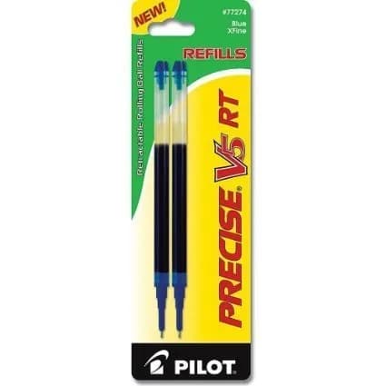 Pilot Precise V5 RT Rolling Ball Pens with Refills, Blue Ink, 0.5mm Extra Fine Point | Smooth Ink Flow thumbnail 2