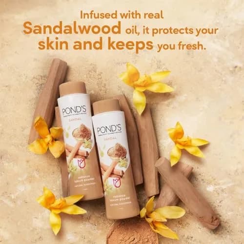 Pond's Sandal Radiance Talcum Powder 300g (10.58 oz) | Refreshing Sandalwood Scent thumbnail 5