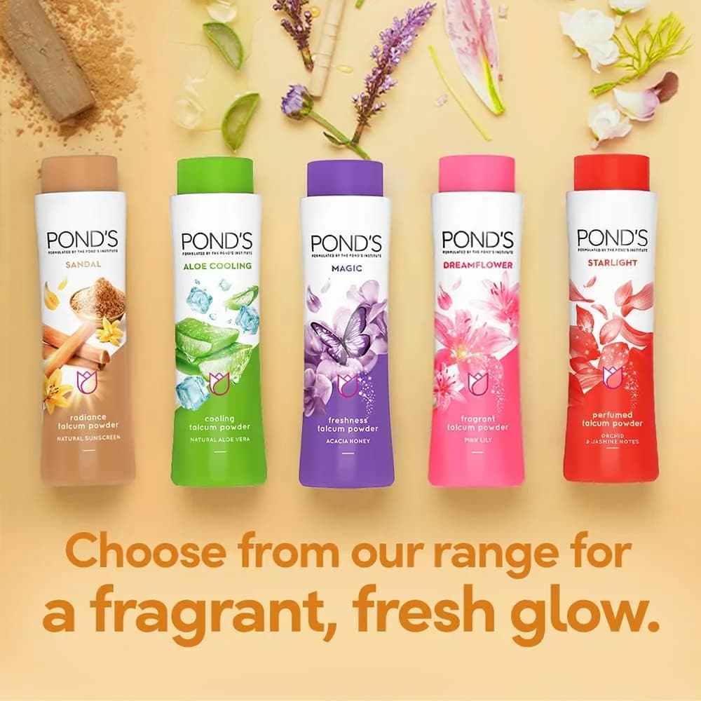 Pond's Sandal Radiance Talcum Powder 300g (10.58 oz) | Refreshing Sandalwood Scent - view 6