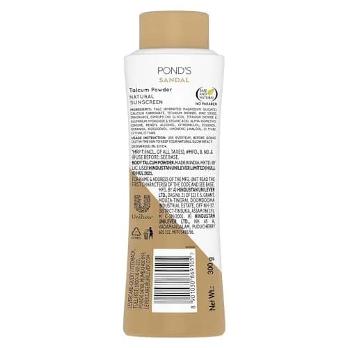 Pond's Sandal Radiance Talcum Powder 300g (10.58 oz) | Refreshing Sandalwood Scent thumbnail 2