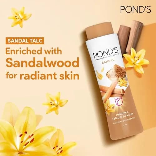 Pond's Sandal Radiance Talcum Powder 300g (10.58 oz) | Refreshing Sandalwood Scent thumbnail 3