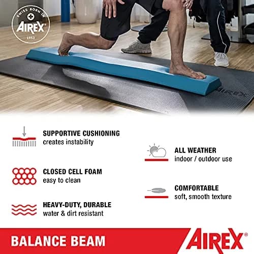 AIREX Balance Beam - Exercise Foam Pad for Physical Therapy, Kids, Yoga, Mobility, Stability, Blue, 62.99x9.45x2.36" thumbnail 2