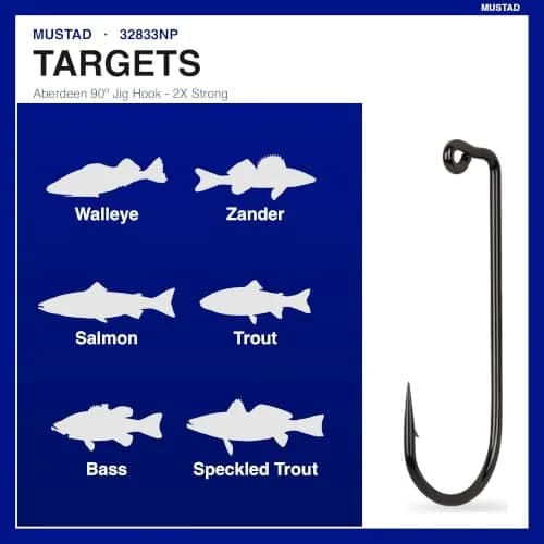 Mustad Jig Hook 4/0 | 90-Degree Deep-Water Jigging Hook, Black Nickel, 100-Pack thumbnail 2