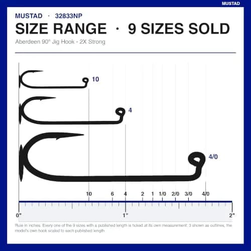 Mustad Jig Hook 1/0 | 90° Deep-Water Jigging, 2X Strong Black Nickel (en_US) thumbnail 3