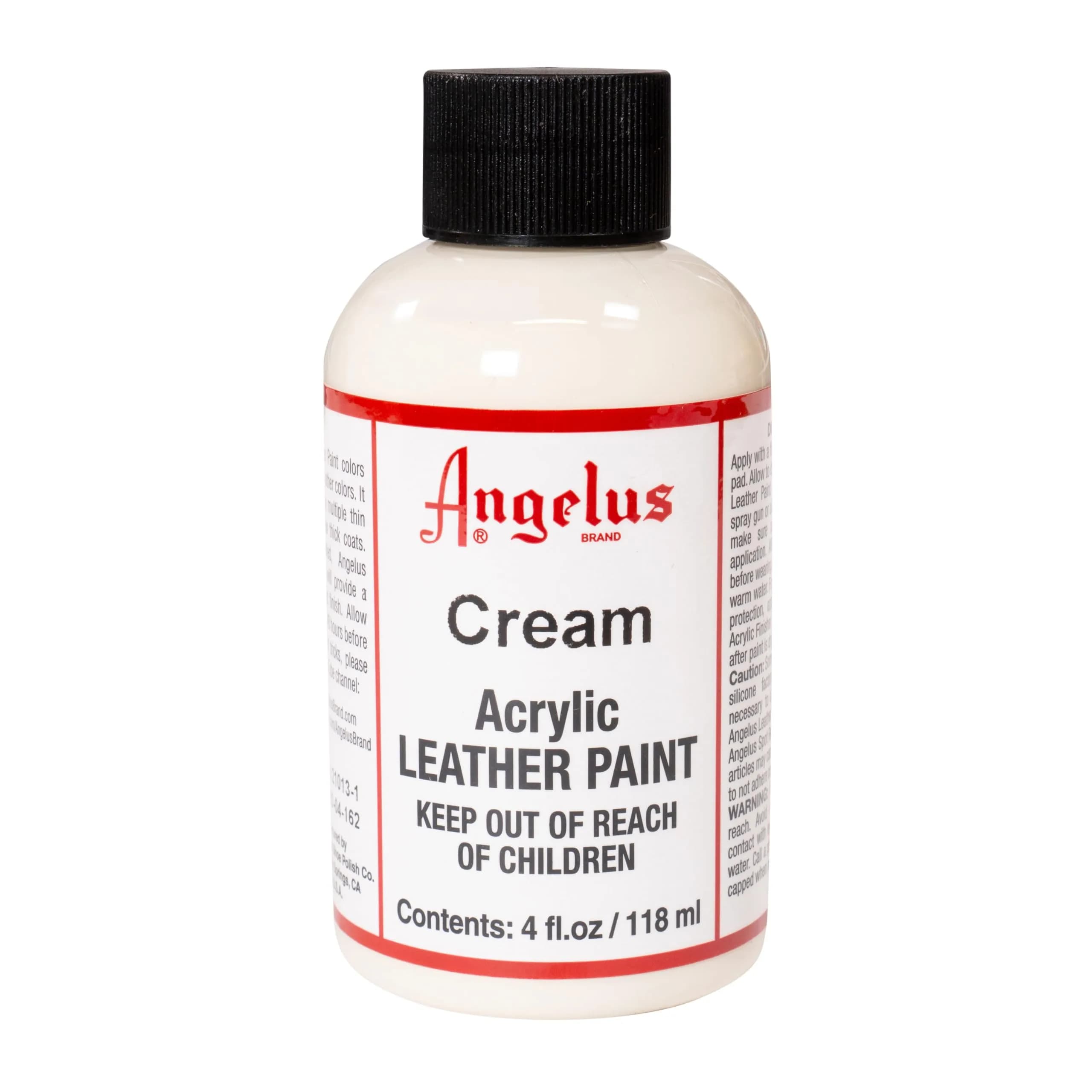 Angelus Acrylic Leather Paint - Cream | Flexible Recoloring Balm for Shoes, Furniture, Car Seats 120ml (4 fl oz) | USA-Sourced - main product image