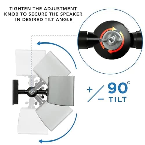 Mount-It! Heavy Duty Speaker Mounts for Wall and Ceiling, Black, 2 Pack | Universal Satellite & Bookshelf Speaker Brackets thumbnail 6