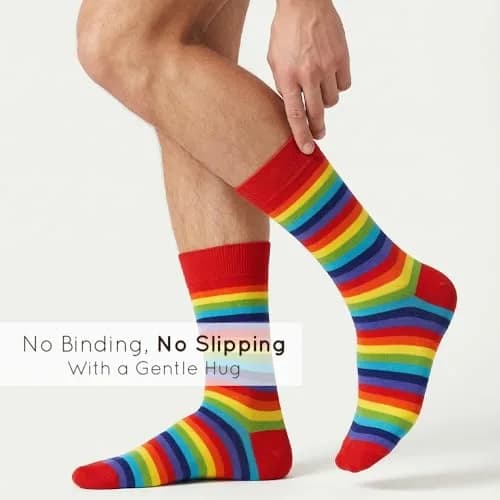 Mysocks Rainbow Socks Unisex Crew Length 8-12 | Colorful Pride Striped Socks for Women Men thumbnail 4