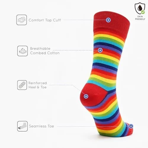 Mysocks Rainbow Socks Unisex Crew Length 8-12 | Colorful Pride Striped Socks for Women Men thumbnail 3