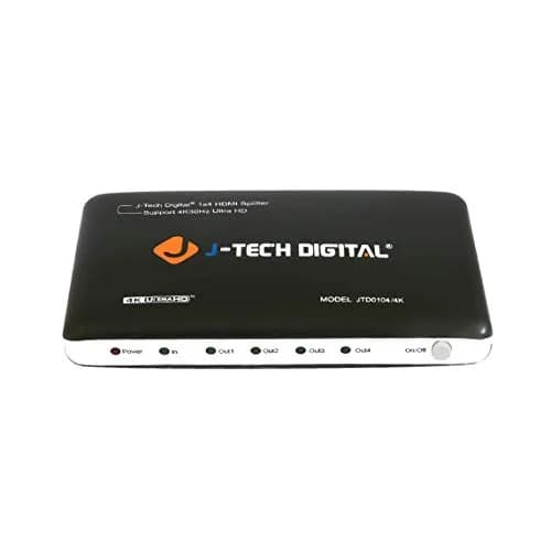 J-Tech Digital JTD0104/4K 4-Port HDMI 1x4 Powered Splitter 3840x2160 (15.2 cm L x 5.3 cm W x 18.3 cm H) thumbnail 1