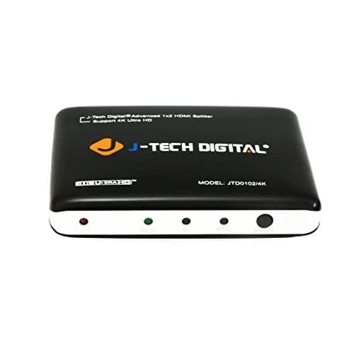 J-Tech Digital 1x2 HDMI Splitter 4K Ultra HD 3840x2160 | Supports 3D & Deep Color thumbnail 1