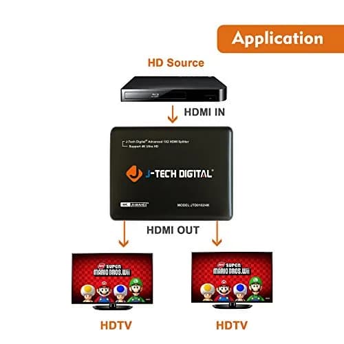 J-Tech Digital 1x2 HDMI Splitter 4K Ultra HD 3840x2160 | Supports 3D & Deep Color thumbnail 5
