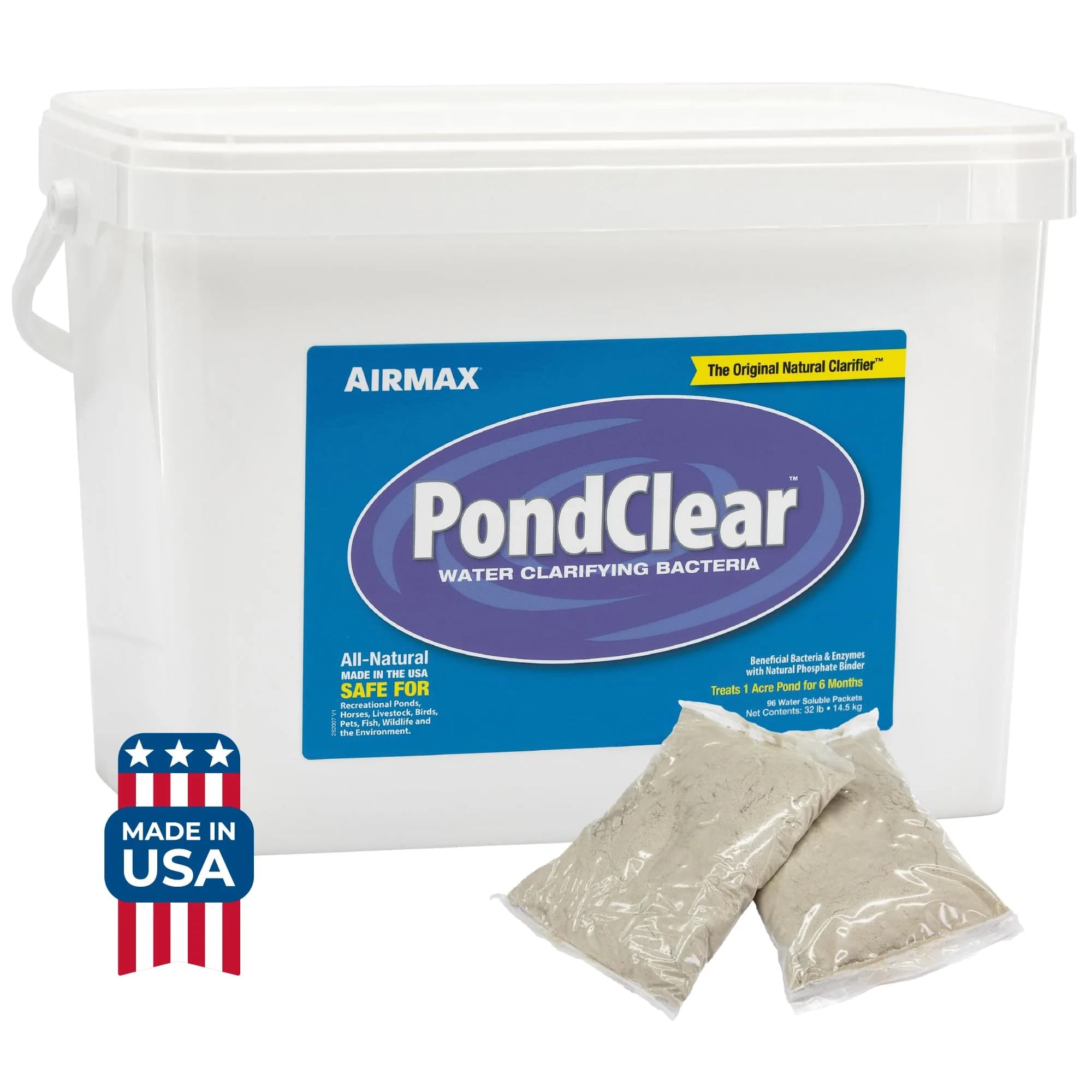Airmax PondClear Beneficial Bacteria Packets 96 Count | 20 Years Industry Leading Water Clarifier - main product image