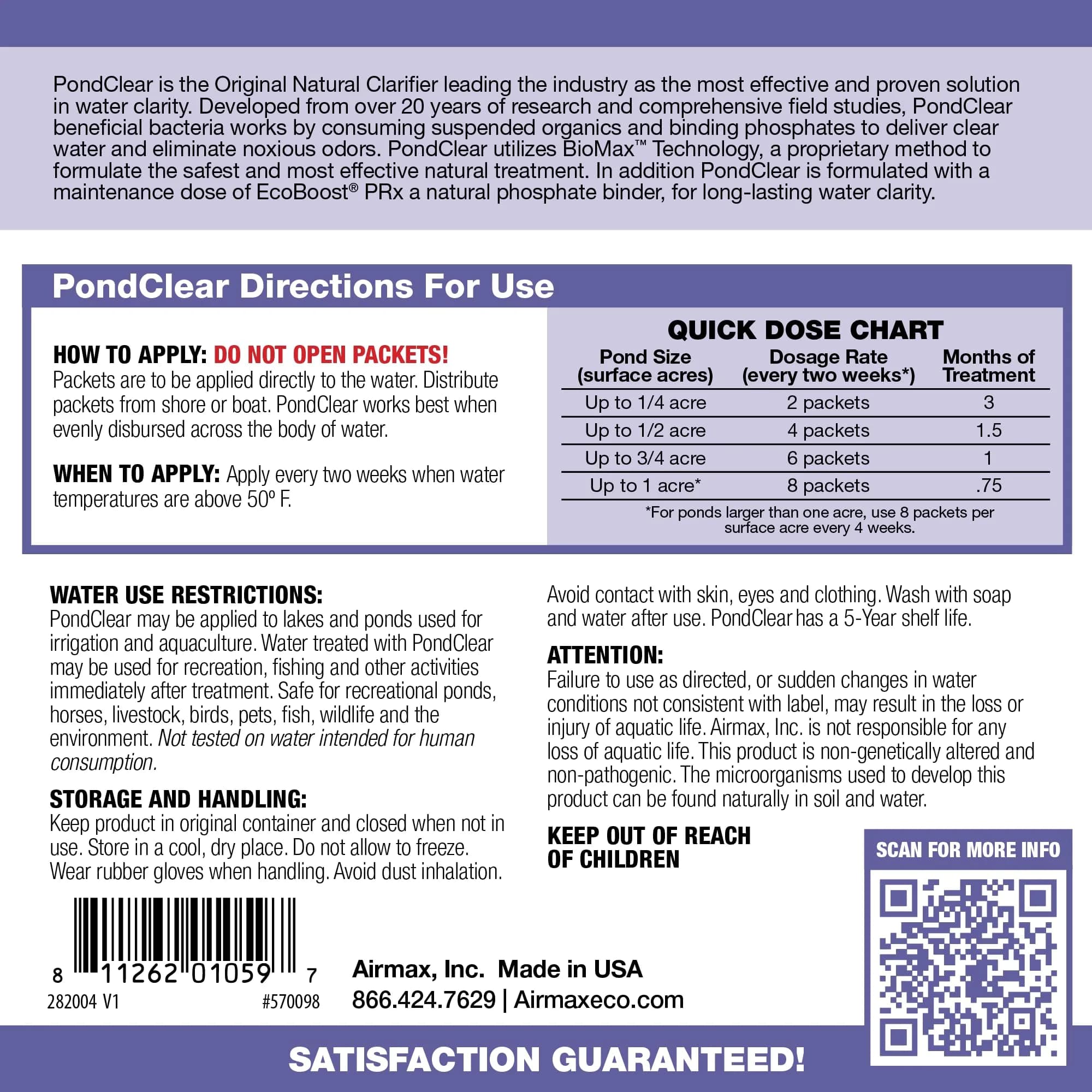 Airmax PondClear Beneficial Bacteria Packets 96 Count | 20 Years Industry Leading Water Clarifier - view 2