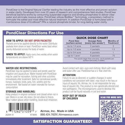 Airmax PondClear Beneficial Bacteria Packets 96 Count | 20 Years Industry Leading Water Clarifier thumbnail 2