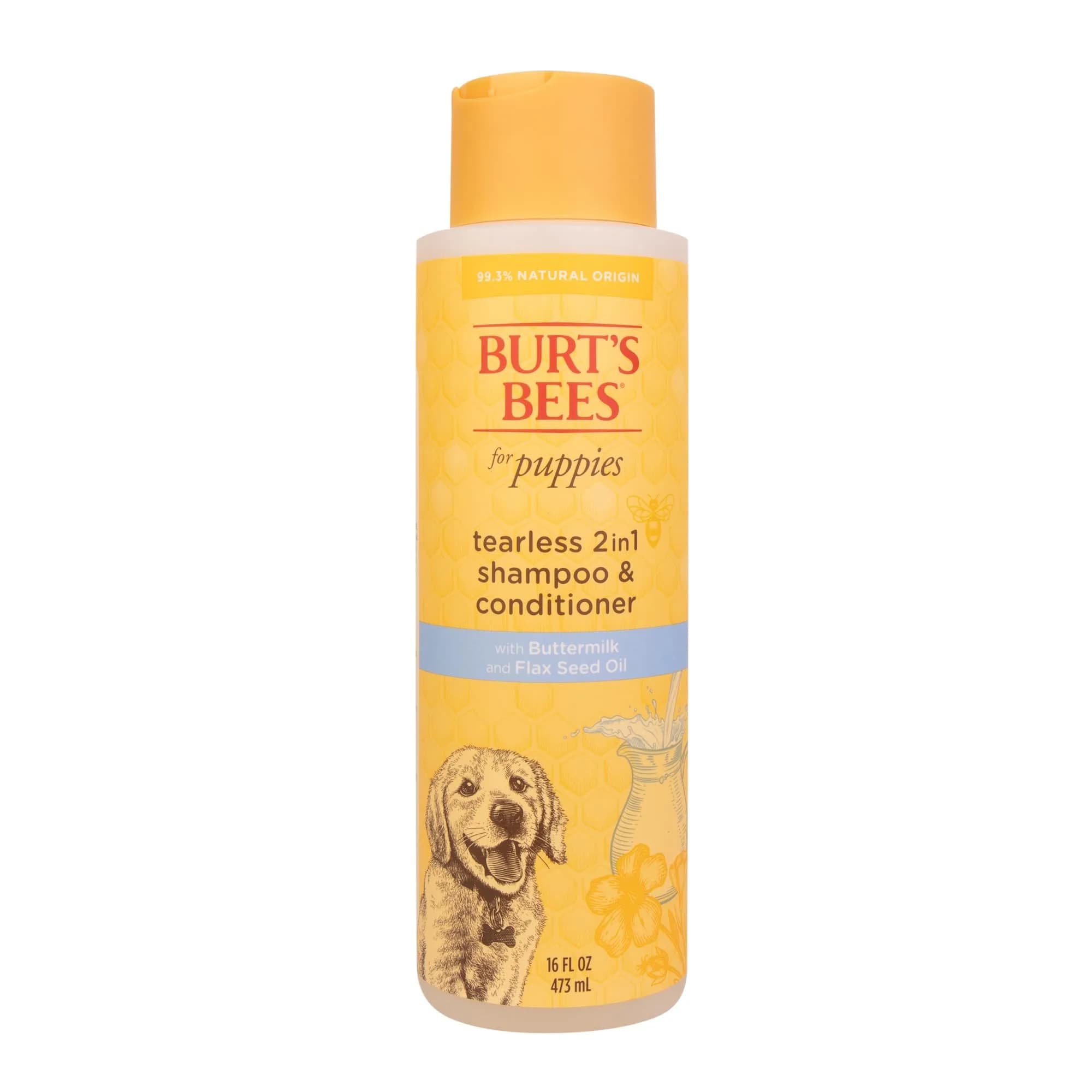 Burt's Bees for Pets Tearless Puppy Shampoo & Conditioner with Buttermilk, 473ml (16 Fl Oz) | Gentle 2-in-1 Formula for Sensitive Skin