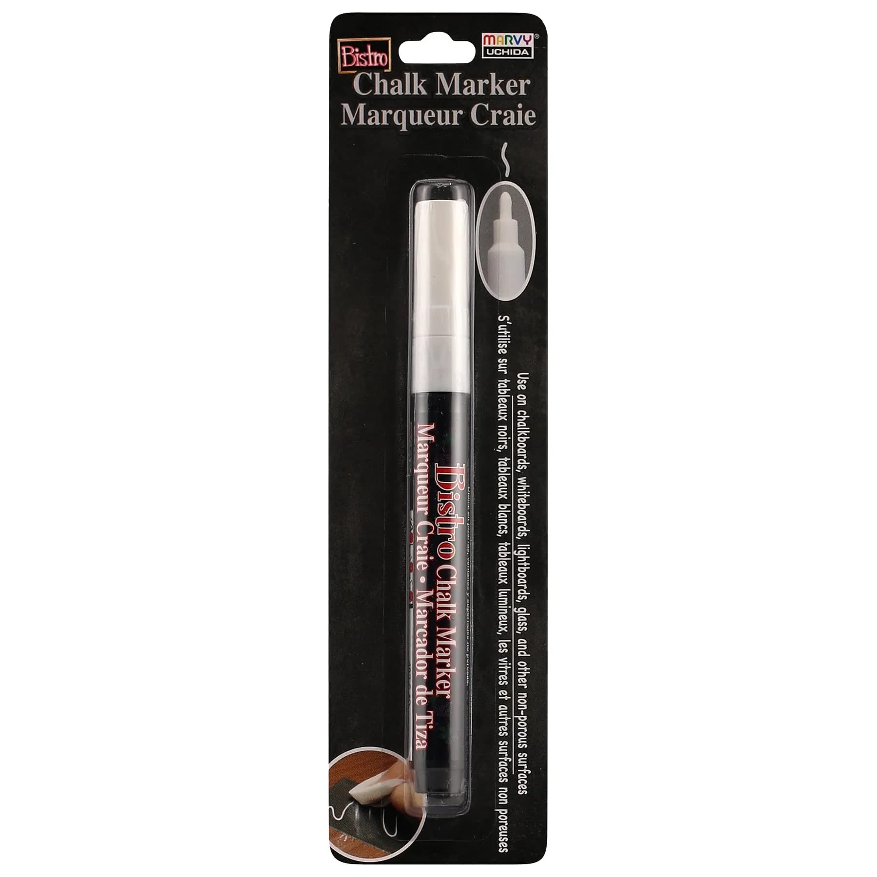 Marvy Uchida Bistro Chalk Marker Fine Point White (15ml / 0.5 Fl Oz) | Non-Toxic, Water-Based Ink - main product image
