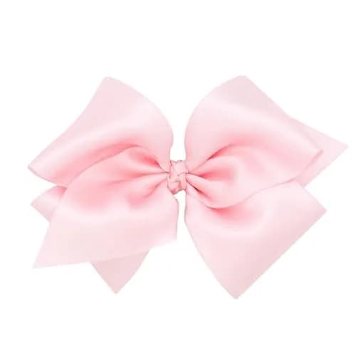 Wee Ones Baby Girls' Small King Classic French Satin Hair Bow on a WeeStay clip w/Knot Wrap Center - Light Pink,One Size | Trendy & Timeless thumbnail 1