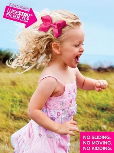 Wee Ones Baby Girls' Small King Classic French Satin Hair Bow on a WeeStay clip w/Knot Wrap Center - Light Pink,One Size | Trendy & Timeless thumbnail 4