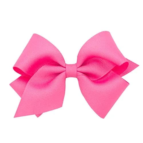 Wee Ones Small Classic Grosgrain Hair Bow - Hot Pink | Patented WeeStay No Slip Clip thumbnail 1