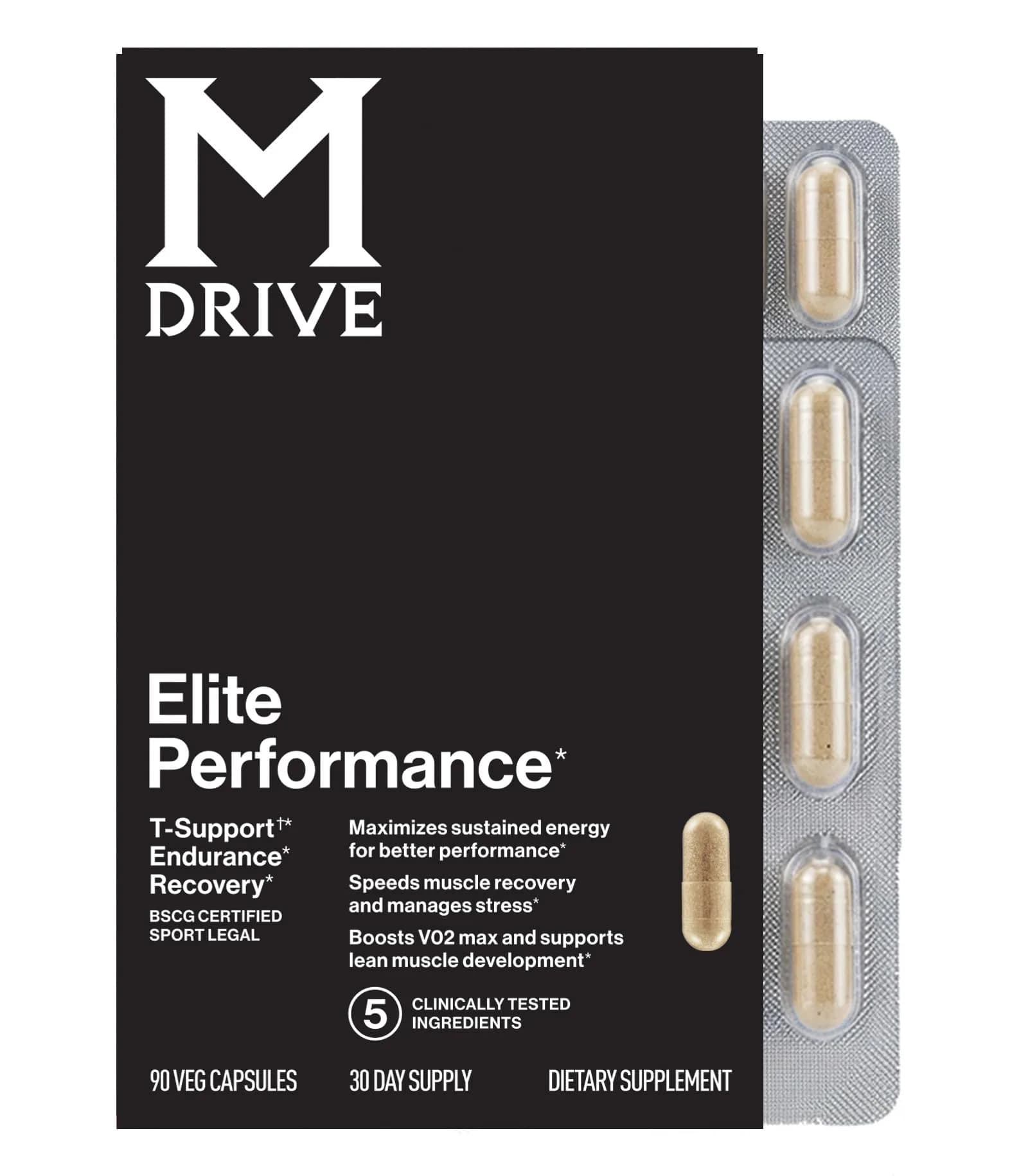 M Drive Elite Testosterone Booster & Performance Support for Men, 90ct | Supports Energy, Muscle & Immunity — No Color