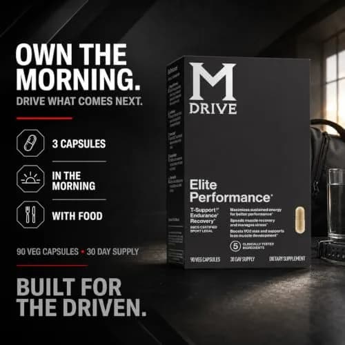 M Drive Elite Testosterone Booster & Performance Support for Men, 90ct | Supports Energy, Muscle & Immunity thumbnail 6