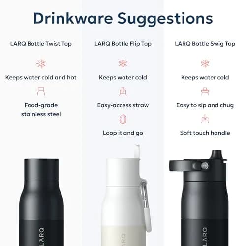 LARQ Twist Top Insulated Stainless Steel Water Bottle 500ml (17 fl oz) | Keeps Cold 24 Hrs, Hot 12 Hrs thumbnail 6