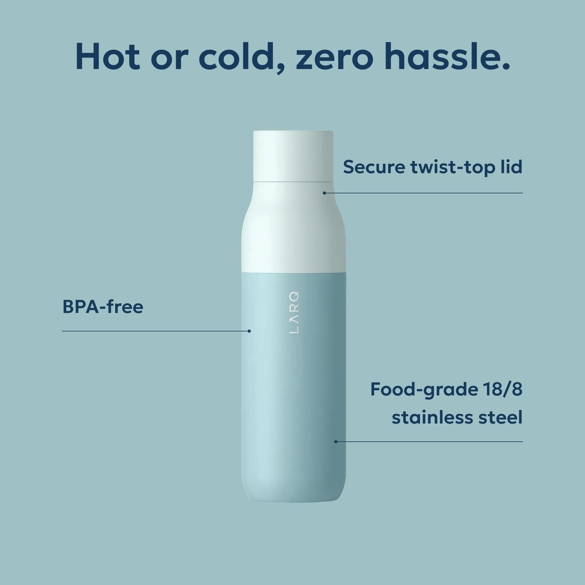 LARQ Twist Top Insulated Water Bottle 500ml (17 fl oz) | Leak-Proof Stainless Steel for Cold 24h, Hot 12h - view 2