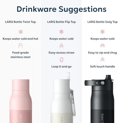 LARQ Twist Top Insulated Stainless Steel Water Bottle 500ml (17 fl oz) | Keeps Cold 24 Hrs, Hot 12 Hrs thumbnail 6